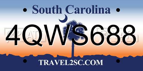 4QWS688 South Carolina License Plate