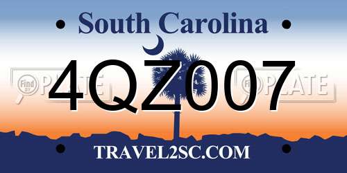 4QZ007 South Carolina License Plate