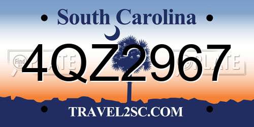 4QZ2967 South Carolina License Plate