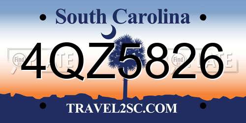 4QZ5826 South Carolina License Plate