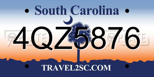 4QZ5876 South Carolina License Plate