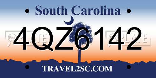 4QZ6142 South Carolina License Plate