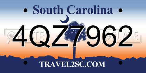 4QZ7962 South Carolina License Plate