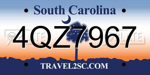 4QZ7967 South Carolina License Plate