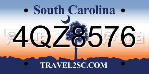 4QZ8576 South Carolina License Plate