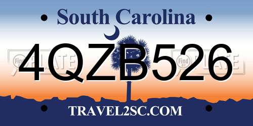 4QZB526 South Carolina License Plate