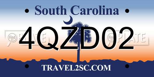 4QZD02 South Carolina License Plate