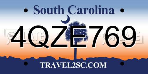 4QZE769 South Carolina License Plate