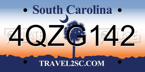 4QZG142 South Carolina License Plate
