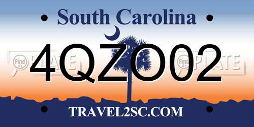 4QZO02 South Carolina License Plate