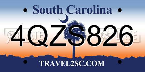 4QZS826 South Carolina License Plate