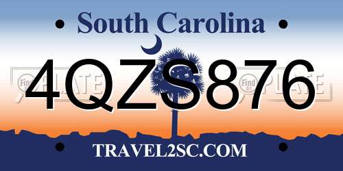 4QZS876 South Carolina License Plate