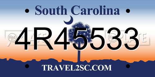 4R45533 South Carolina License Plate