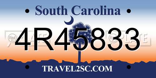 4R45833 South Carolina License Plate