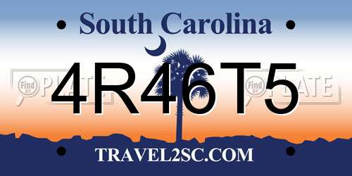 4R46T5 South Carolina License Plate