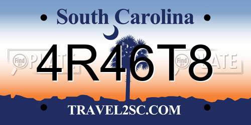 4R46T8 South Carolina License Plate