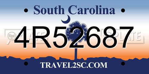 4R52687 South Carolina License Plate