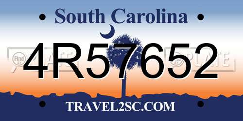 4R57652 South Carolina License Plate