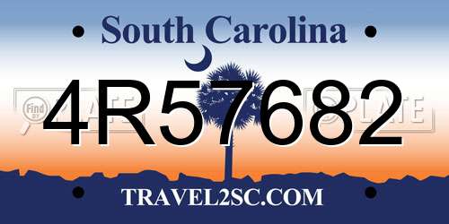 4R57682 South Carolina License Plate
