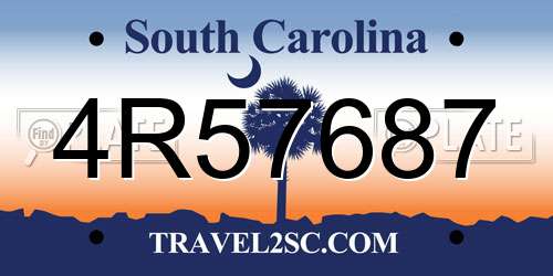 4R57687 South Carolina License Plate