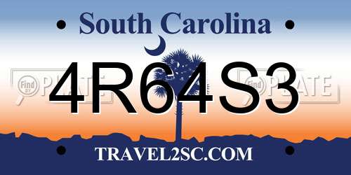 4R64S3 South Carolina License Plate