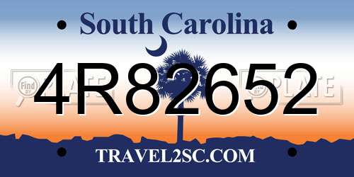 4R82652 South Carolina License Plate