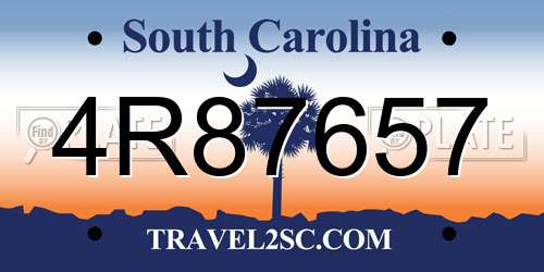 4R87657 South Carolina License Plate