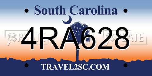 4RA628 South Carolina License Plate