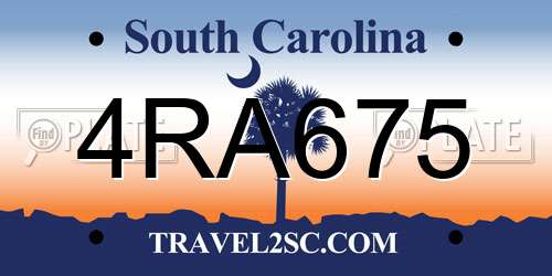 4RA675 South Carolina License Plate