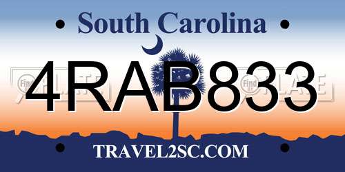 4RAB833 South Carolina License Plate