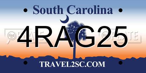 4RAG25 South Carolina License Plate