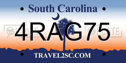 4RAG75 South Carolina License Plate