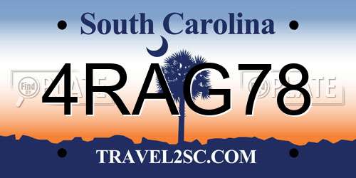 4RAG78 South Carolina License Plate