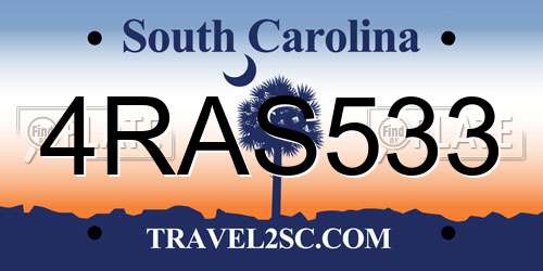 4RAS533 South Carolina License Plate