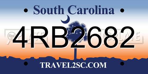 4RB2682 South Carolina License Plate