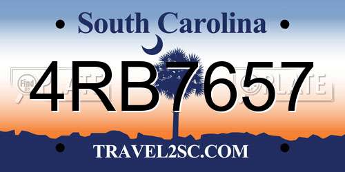 4RB7657 South Carolina License Plate