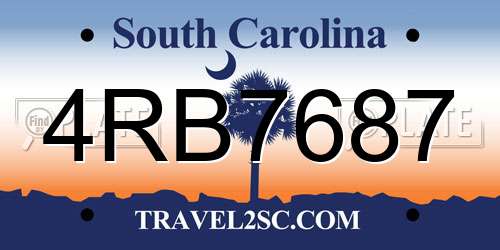 4RB7687 South Carolina License Plate