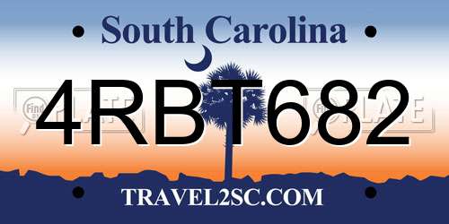 4RBT682 South Carolina License Plate