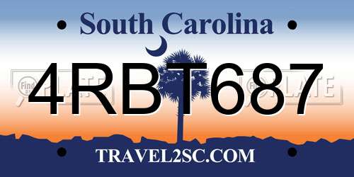 4RBT687 South Carolina License Plate