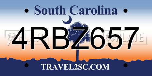4RBZ657 South Carolina License Plate