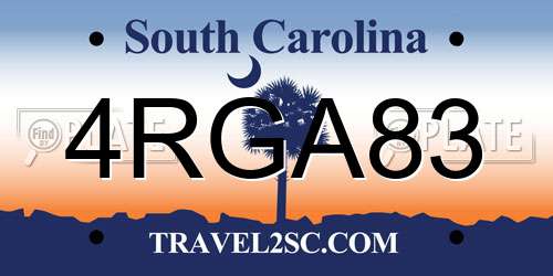 4RGA83 South Carolina License Plate