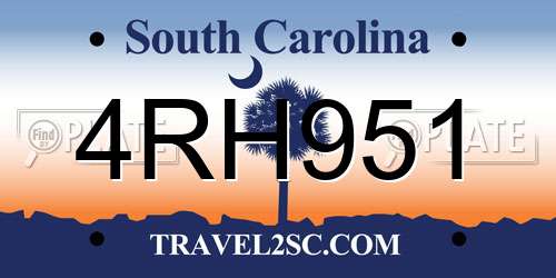 4RH951 South Carolina License Plate