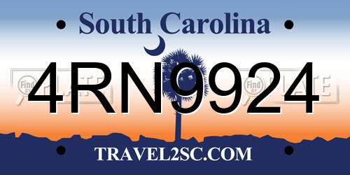 4RN9924 South Carolina License Plate