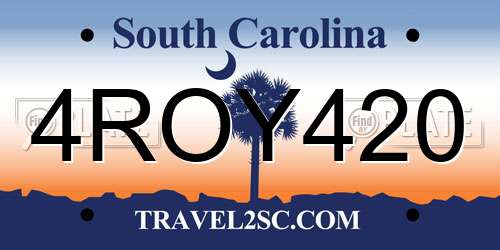 4ROY420 South Carolina License Plate