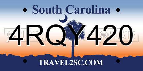 4RQY420 South Carolina License Plate