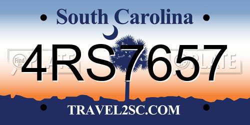 4RS7657 South Carolina License Plate