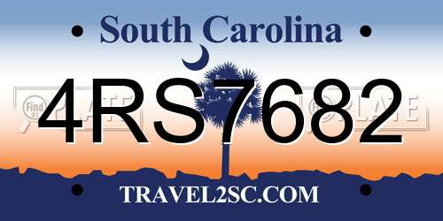 4RS7682 South Carolina License Plate