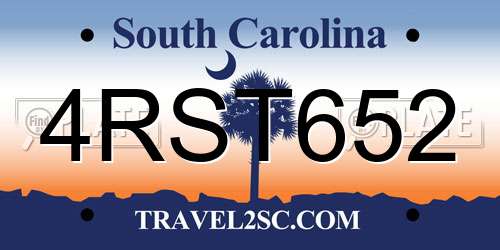 4RST652 South Carolina License Plate