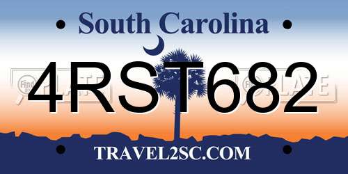 4RST682 South Carolina License Plate
