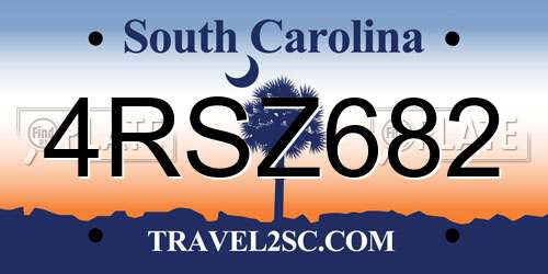 4RSZ682 South Carolina License Plate